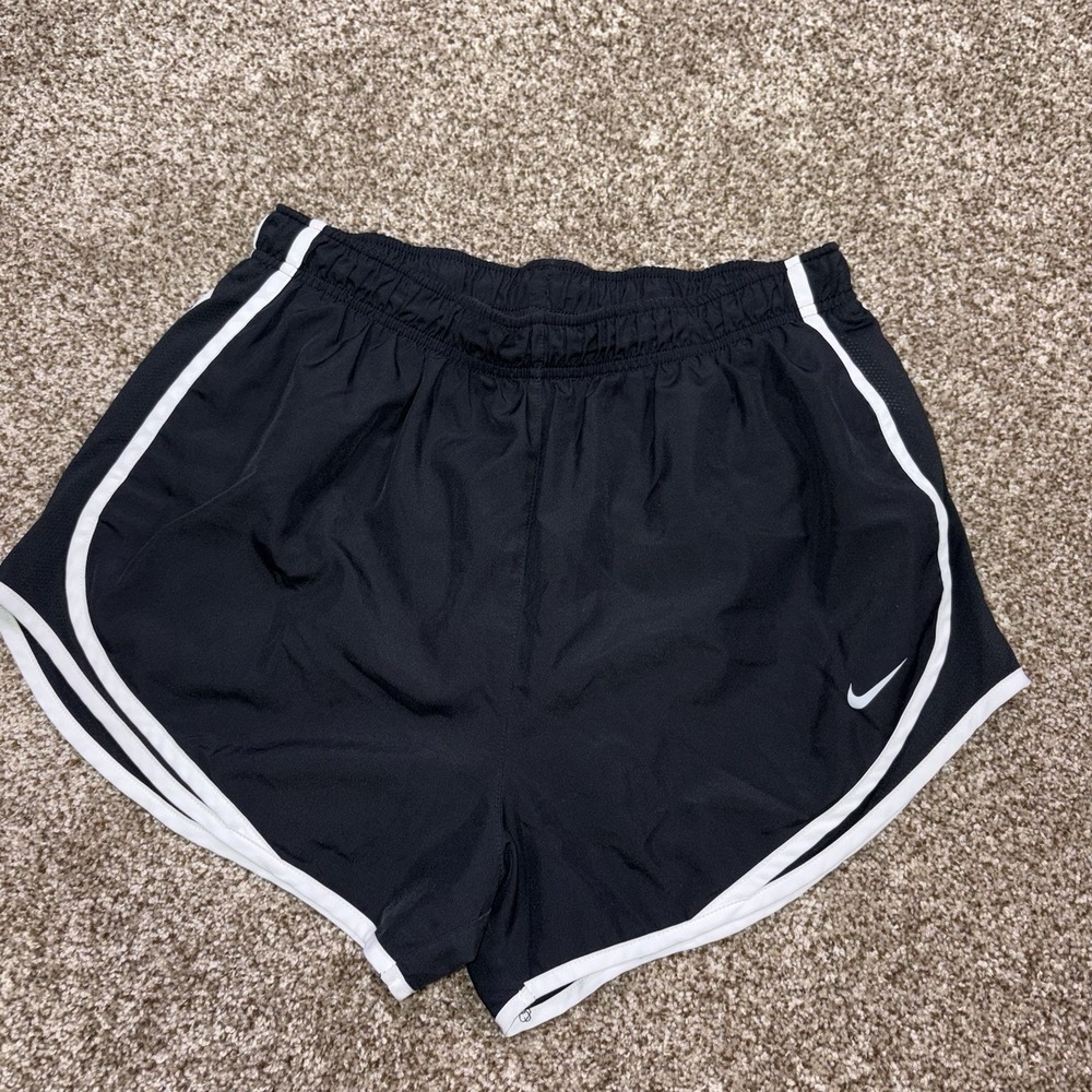 Nike Dri-FIT Women's Black/White Trim Running Shorts Drawstring Size Large